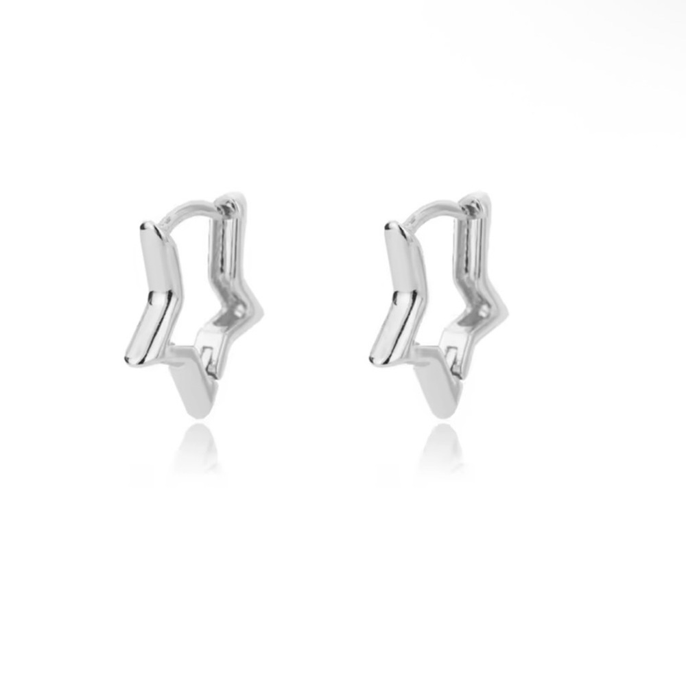 Anthropologie Silver Star Hoop Earrings